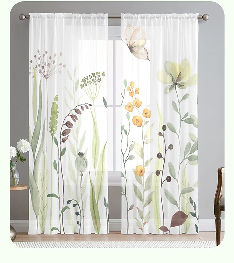 ستائر شفافة من أوراق الأوكالبتوس الخضراء، ستائر جيب قضيب لغرفة المعيشة وغرفة النوم، ستارة مزرعة شيفون للمطبخ، شرفة الباب، معالجة النوافذ، تعتيم الغرفة 2026 - $48.99 –P4