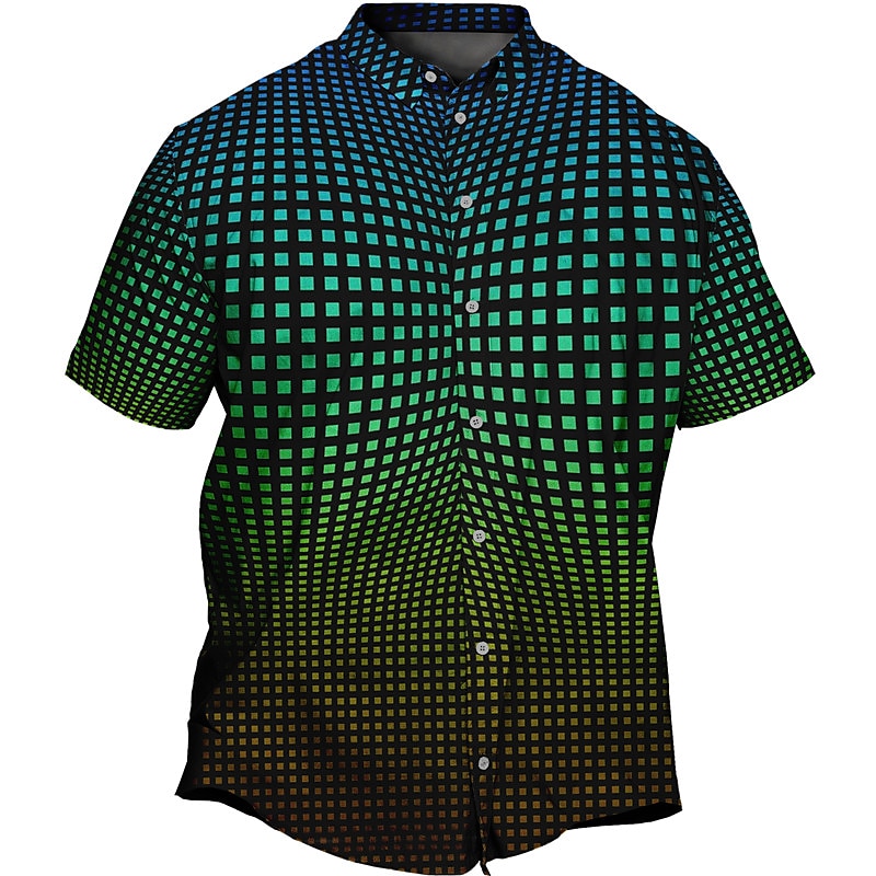 Men's Plus Size Shirt Big and Tall Optical Illusion Turndown Buttons Short Sleeve Spring & Summer Tropical Fashion Outdoor Vacation Tops 2025 - $25.99 –P1