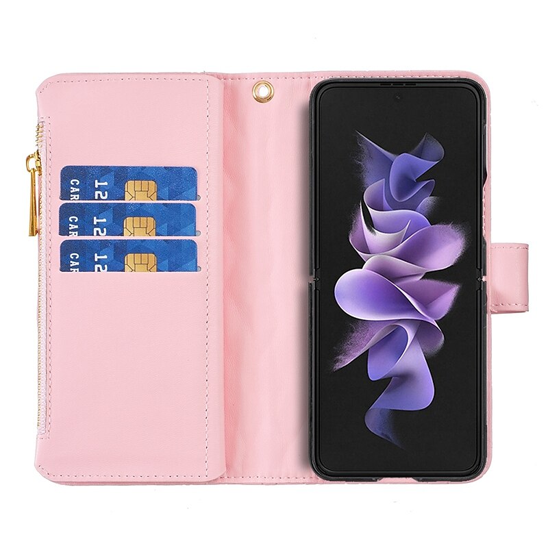 телефон Кейс для Назначение SSamsung Galaxy Z-сгиб 6 Z Fold 5 Z Fold 4 Z Fold 3 Чехол Кошелек для карт Флип Молния Слоты для держателей карт Однотонный Геометрический рисунок ПК Кожа PU 2025 - $24.99 –P17