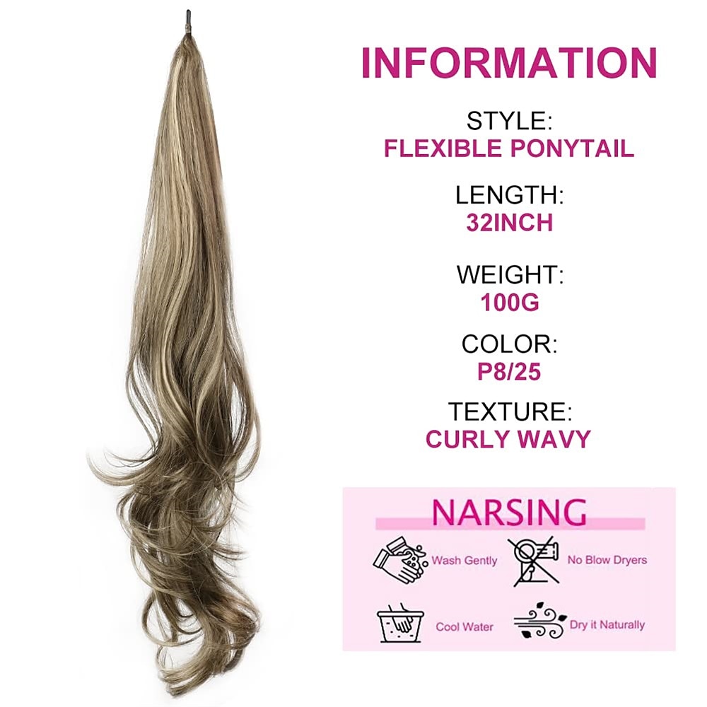 show flexibele wrap around paardenstaart 32 inch lengte synthetische paardenstaart extensions blonde paardenstaart haarstukjes voor dagelijks gebruik door vrouwen 2025 - $20.99 –P9