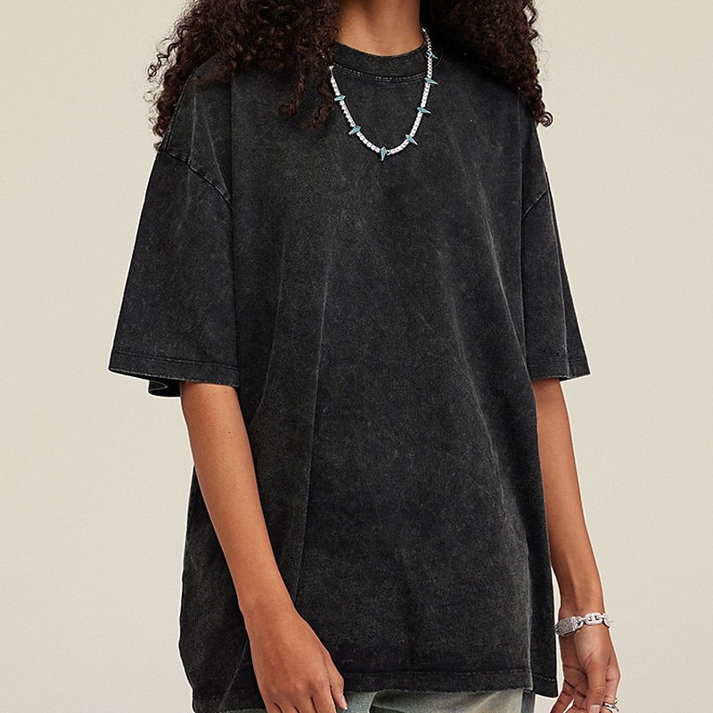 Herre 100% bomullssyre-vaskeskjorte Oversized skjorte Kortermet Crew-hals Vår sommer عادي Mote Designer Fritid Sport & Utendørs Daglig Gateklær Svart Rosa Grønn Topp T-skjorte for menn 2025 - $17.99 –P12