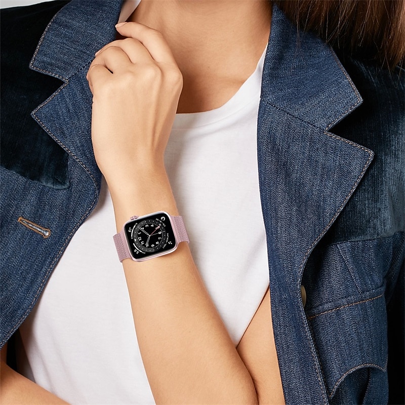Μιλανέζικη Πλέξη Συμβατό με Ζάντα ρολογιού Apple Watch 38mm 40mm 41mm 42mm 44mm 45mm 49mm Γυναικεία Μαγνητικό κούμπωμα Ρυθμιζόμενο Ανοξείδωτο Ατσάλι Ανταλλακτικό λουράκι ρολογιού για iwatch Series 2025 - $17.45 –P10
