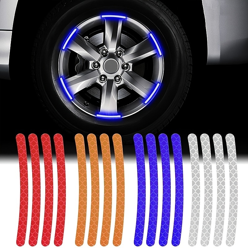 40 pièces moyeu de roue de voiture bande réfléchissante autocollant roue de moto de voiture autocollant d'avertissement réfléchissant fort jante de pneu autocollants réfléchissants accessoires de de 2025 ? $11.99 –P2