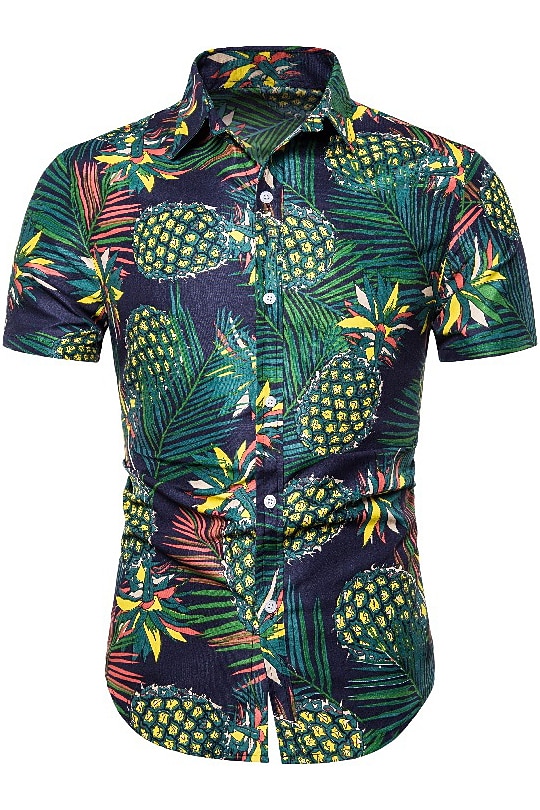 Herren Frucht Ananas Hemd Hawaiihemd Sommerhemd Aloha-Shirt Kurze Ärmel Hemd Umlegekragen Tropisch Hawaiianisch Designer Outdoor Strasse Casual Grün / Schwarz Weiß Rosa 3D-Druck S M L 2025 - $24.99 –P8