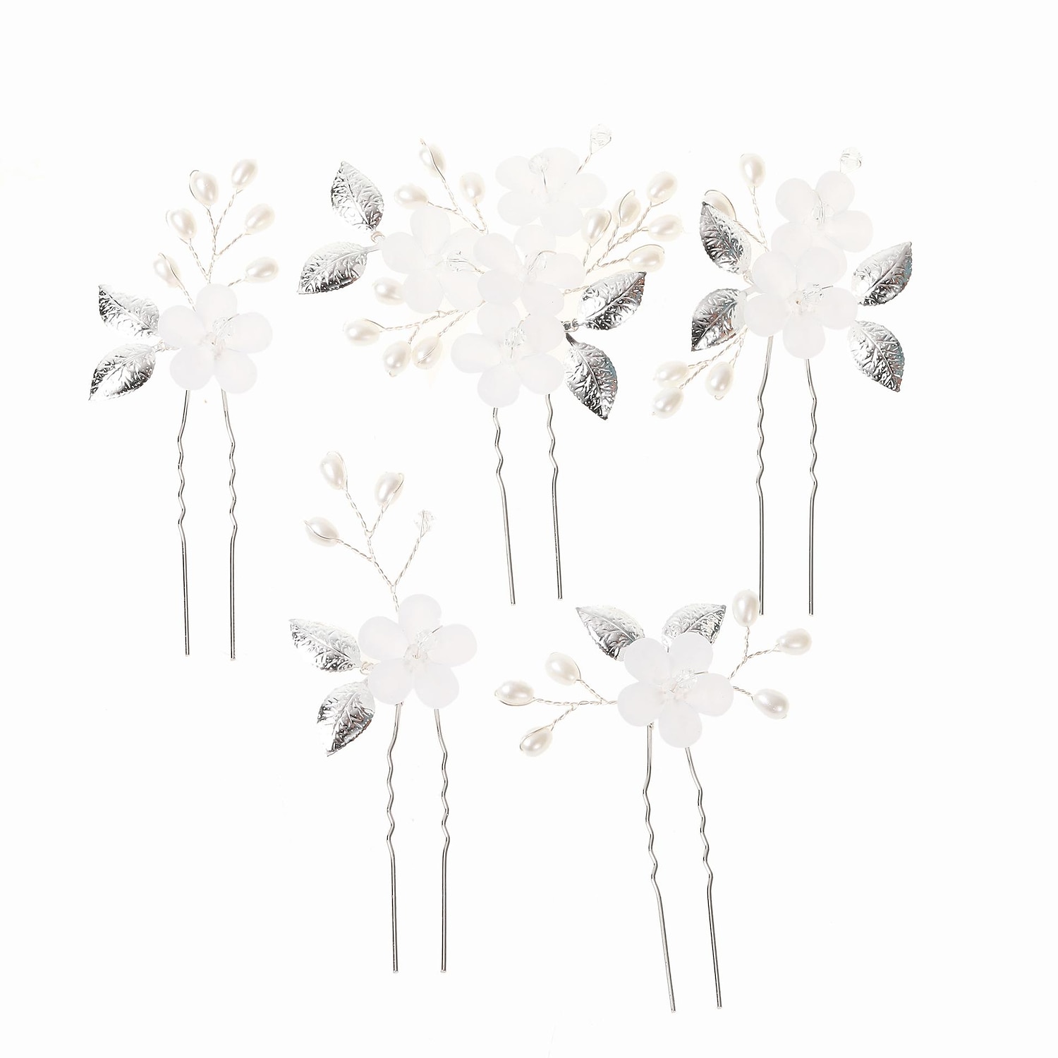 3/5 stks bruiloft haar kam bruids haarspelden set zilver kristal parel haar kant kam u-vormige bloem strass bruiloft haaraccessoires voor bruid bruidsmeisje prom 2025 - $10.49 –P13