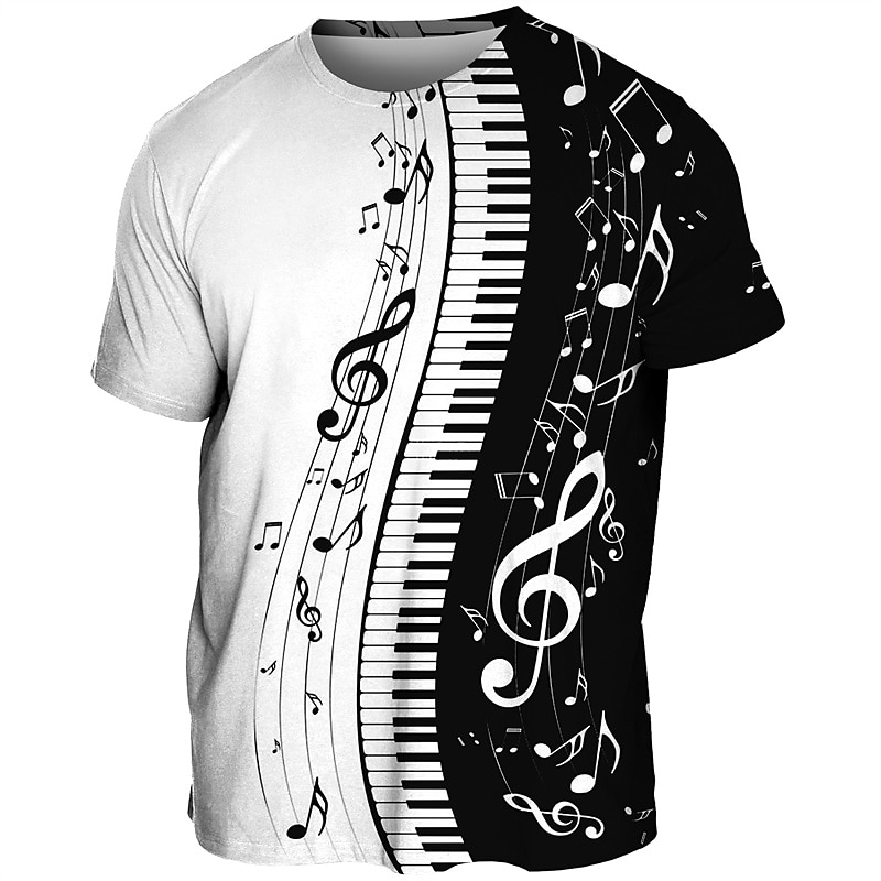 Festival de Música Hombre Graphic Instrumento musical Camiseta Tee Manga Corta Camiseta Impresión 3D Cuello Barco Camisa Vintage Moda Design Exterior Casual Diario Negro Blanco Primavera verano Ropa 2025 - $17.99 –P1