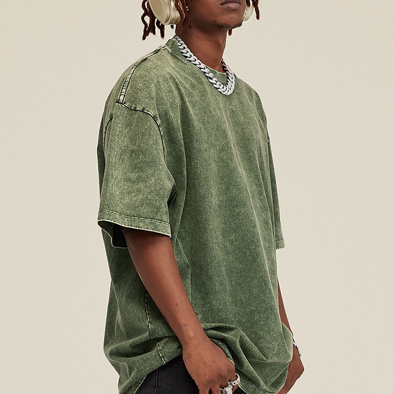 Herre 100% bomullssyre-vaskeskjorte Oversized skjorte Kortermet Crew-hals Vår sommer عادي Mote Designer Fritid Sport & Utendørs Daglig Gateklær Svart Rosa Grønn Topp T-skjorte for menn 2025 - $17.99 –P3