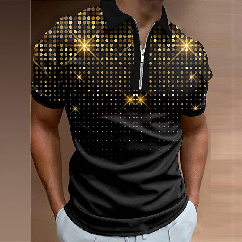 Men's Graphic Zip Polo Shirts Golf Shirt Short Sleeve Polo Shirts Collared Shirts Casual Vacation Wear Rave Wear Party Outfits 3D Print Quarter Zip Polo White Yellow Pink 2025 - $22.99 –P1