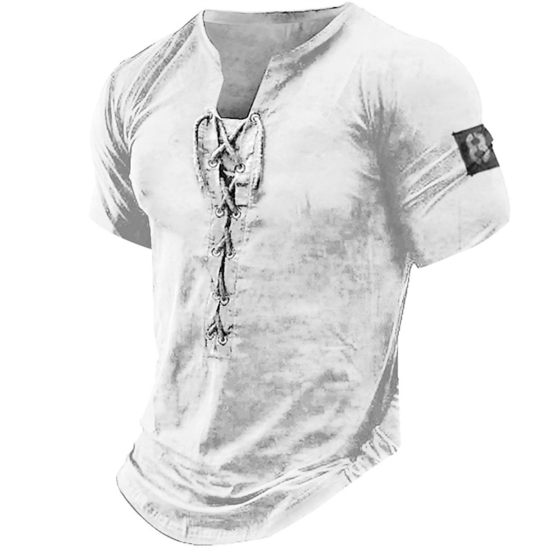 Herren Henley Shirt Tee Graphic Zahl Henley Bekleidung 3D-Druck Täglich Sport Kurzarm mit Schnürung Bedruckt Modisch Stilvoll Vintage Brautkleider schlicht 2025 - $21.99 -P4