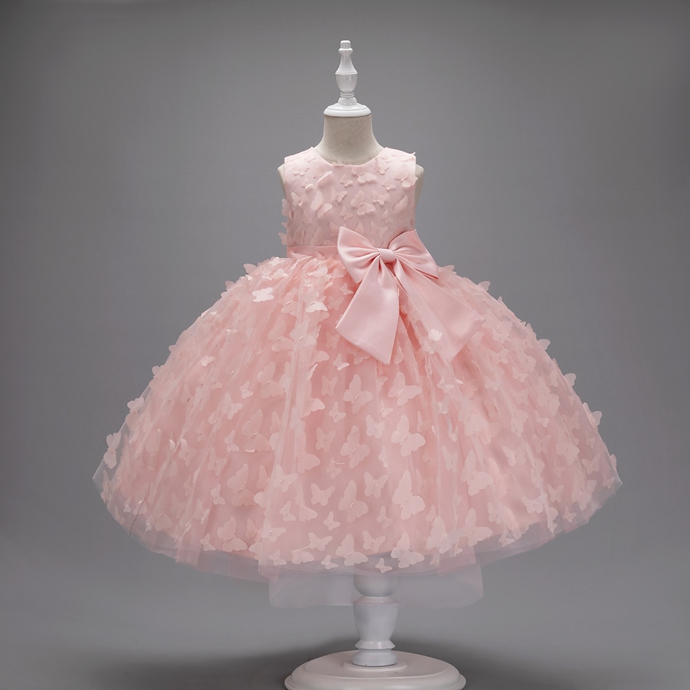 Kinderen Voor meisjes Bloemenmeisjesjurk Feestjurk Vlinder Mouwloos Bruiloft Feest Doopjurk Prinses Polyester Roze prinsessenjurk Bloemenmeisjesjurk Zomer 3-10 jaar Wit Champagne Blozend Roze 2026 - $49.99 –P7