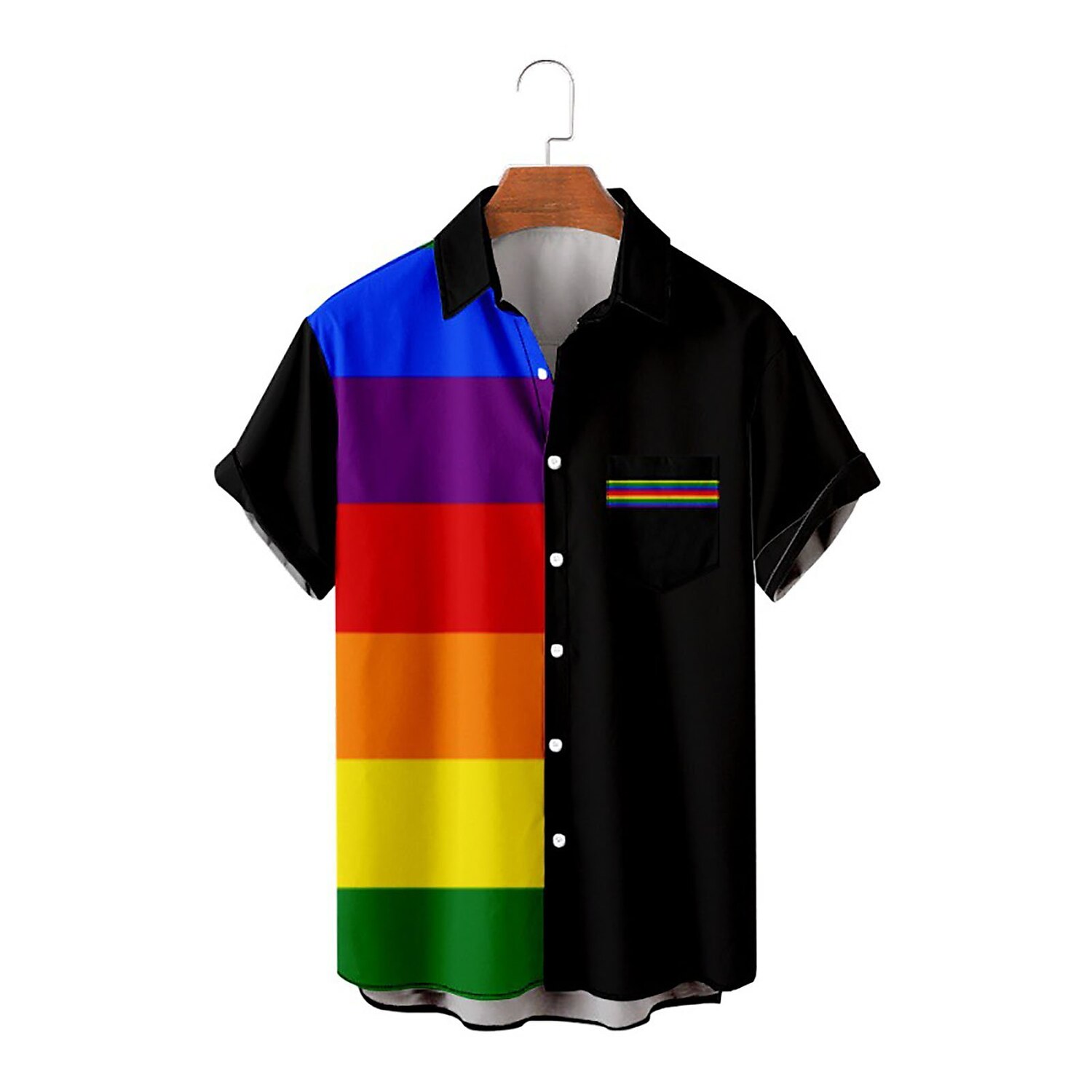 Herr Regnbåge Skjorta Knapp upp skjorta Kortärmad Tropisk Mode Hawaiisk Ledigt Strand Sommar Vår Nedvikt Mönster Button-Down Svart / röd Svart Rubinrött Regnbåge 2025 - $24.99 –P8