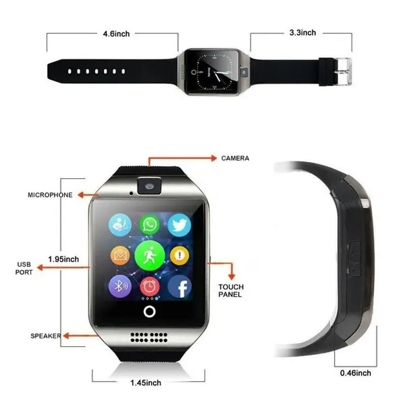 Q18 Smart Watch 1.54'' Smartwatch Fitness Running Watch with Camera and Sim Card Bluetooth Pedometer Call Sedentary Message Reminder Step Tracker Compatible with Android iOS  Hands-Free Calls Unisex 2025 - $35.99 –P13