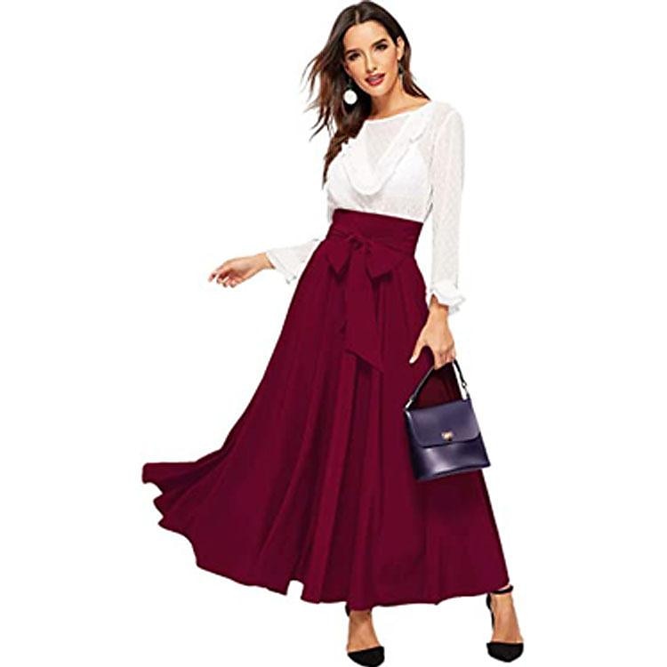 Femme Balançoire Jupes de travail Jupe longue Elégant Mode Décontractées Maxi Jupes Couleur Pleine Plissé Plein Air Sortie Noir Jaune Rose Claire Vin Toutes les Saisons Mélange de Coton de 2025 ? $23.99 –P7
