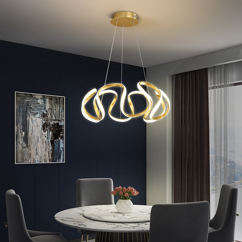 led pendellys 50cm 1-lys ring sirkeldesign dimbar aluminiumslakkert finish luksuriøs moderne stil spisestue soverom pendellamper 110-240v kun dimmes med fjernkontroll 2025 - $249.99 –P1