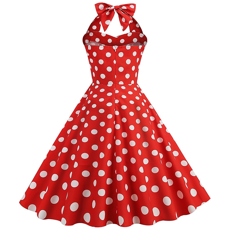 Anni 1950 Retrò Vintage Rockabilly Lunghezza al ginocchio Abito da cocktail Fascia Abito Swing Senza maniche Fiocco Pois Aderente & Svasato All'americana Costume Per donna Carnevale San Valentino del 2026 a $37.99 –P3