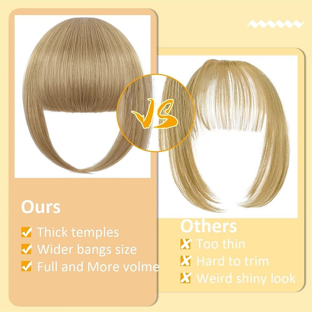 2026年 前髪ヘアクリップエクステンションでフレンチバングストレートナチュラルフリンジフルバングテンプル付き女性用ワンピースヘアクリップ女の子アッシュブロンド  コレクション – $9.99 –P4