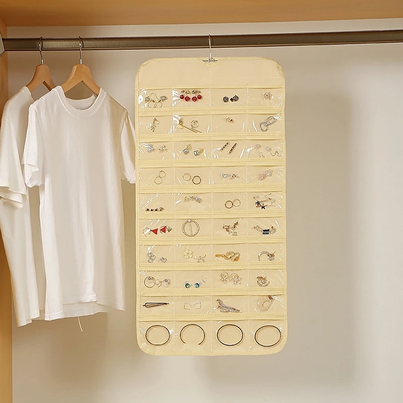 48grids hengende smykker oppbevaring øredobber halskjede armbånd hengende gjennomsiktig veske med rom holder organisator 2026 - $19.99 –P9