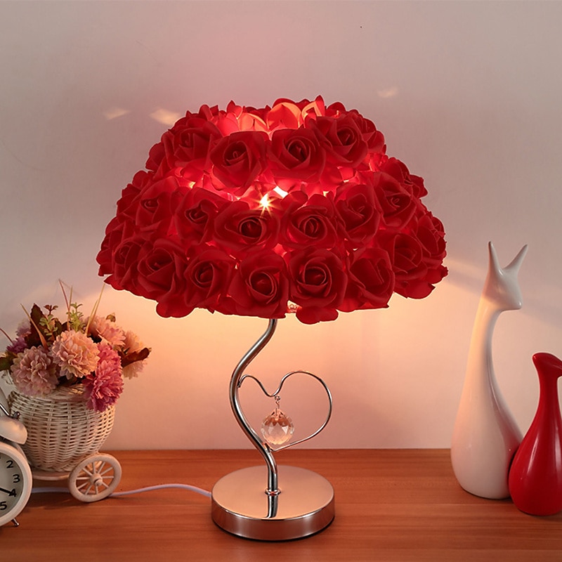 Romantic Rose Flower LED Table Lamp Valentines Style Wedding Party For Girl Bedroom Bedside Night Light Decoration Gift Holiday Lighting 2025 - $38.99 –P6
