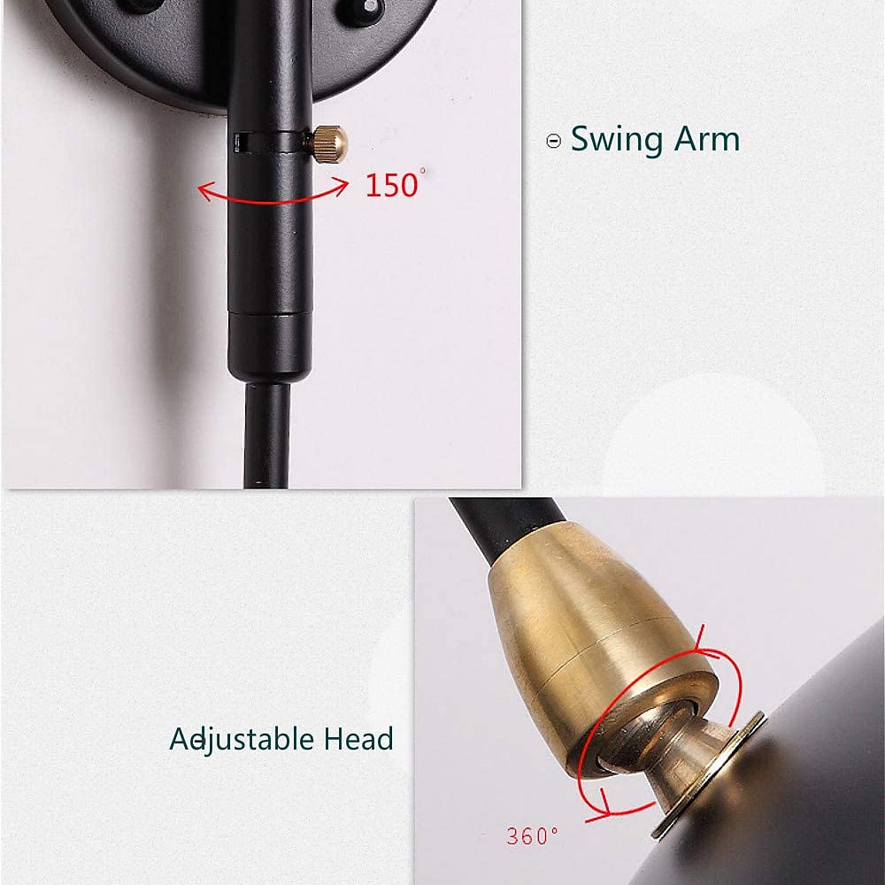 Настенный светильник в простом стиле с купольным абажуром, 1-2 светильника, черный настенный светильник, подходящий для коридора, спальни, столовой, лампы e26 / e27 2026 - $315.39 –P2