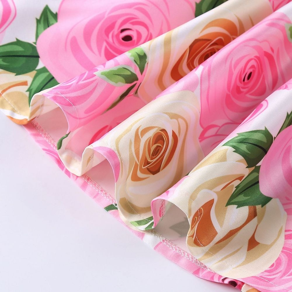 Kids Girls' Dress Flower Dress Flower Short Sleeve Anniversary Party Tie Knot Bow Adorable Princess Sweet Polyester Knee-length Skater Dress Pleat Dress Floral Dress Summer Spring 4-13 Years 2026 - $26.99 –P9