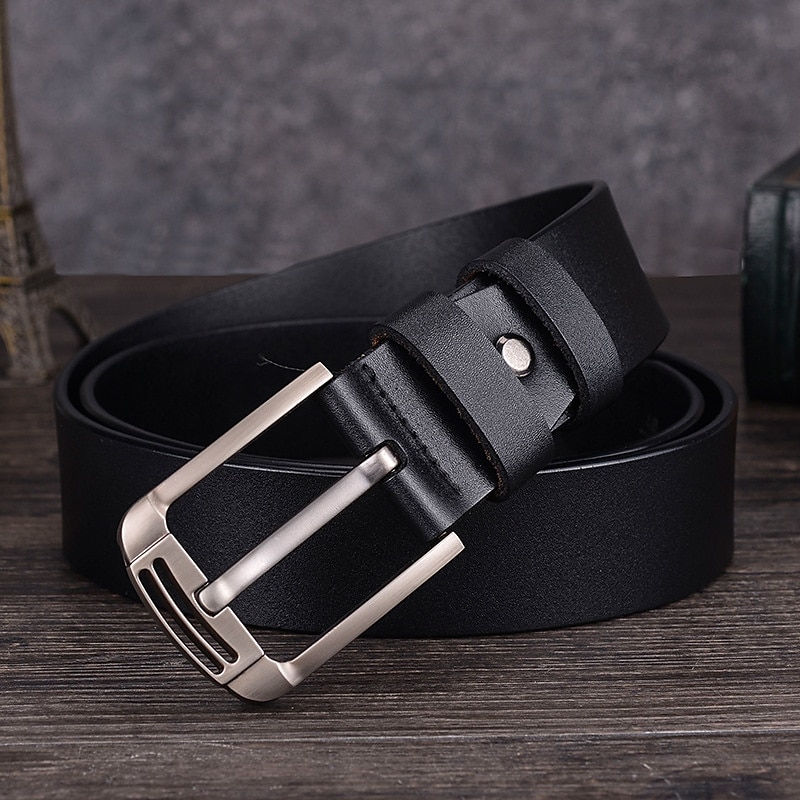 Herren Ledergürtel Klassischer Jeansgürtel Schwarz Kaffee Dermis Retro Traditionell Glatt Freizeitskleidung Ausgehen Wochenende 2025 - $21.99 –P4