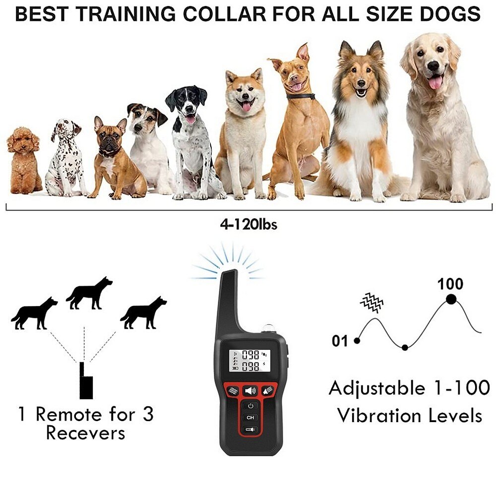 3300FT No Shock Pet Dog Training Collar Beep Vibrating Pet Trainer IPX7 Waterproof Rechargeable Pet Training Collar No Prongs Sound and Vibration Collar 2025 - $63.99 –P4