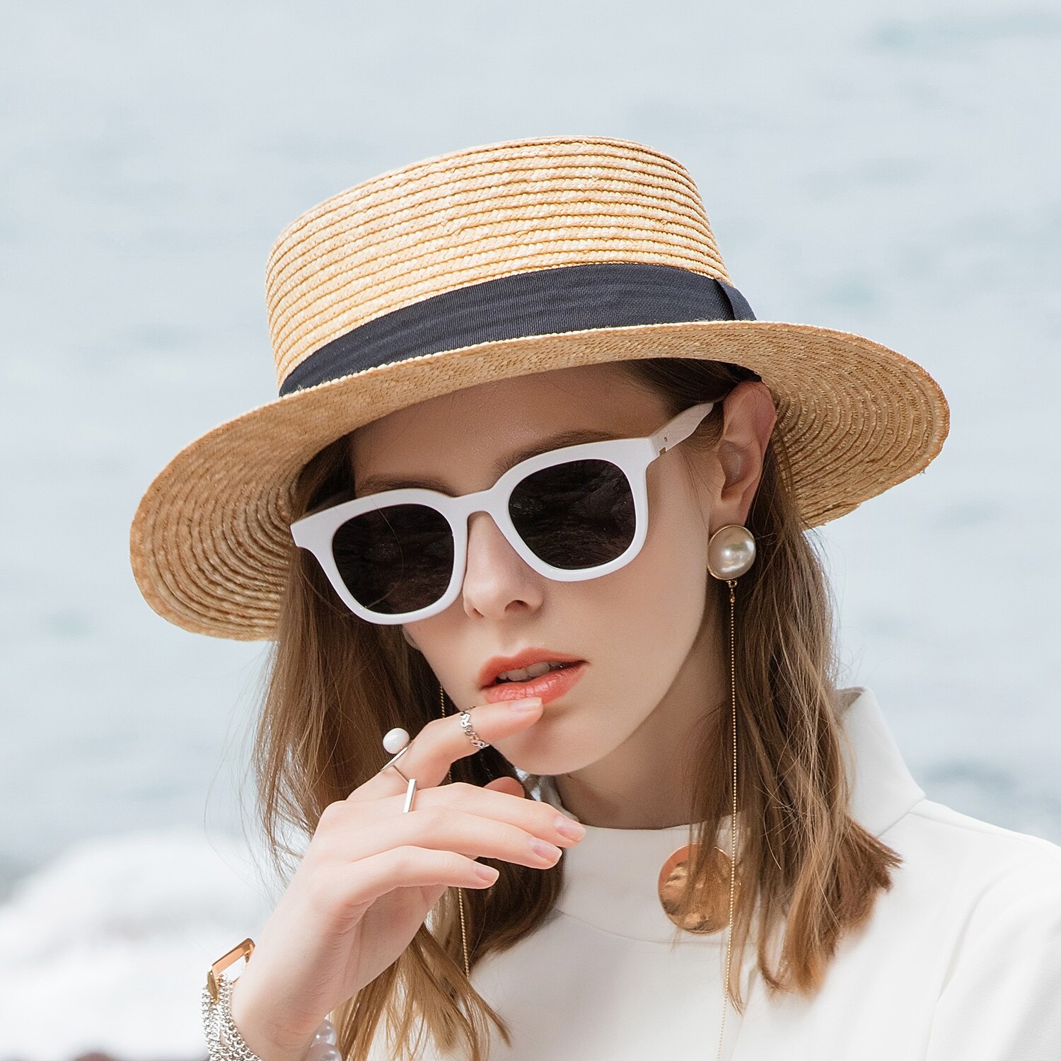 chapeaux chapeau de paille en fibre naturelle décontracté classique rétro avec couvre-chef de couleur pure de 2025 ? $16.49 –P3