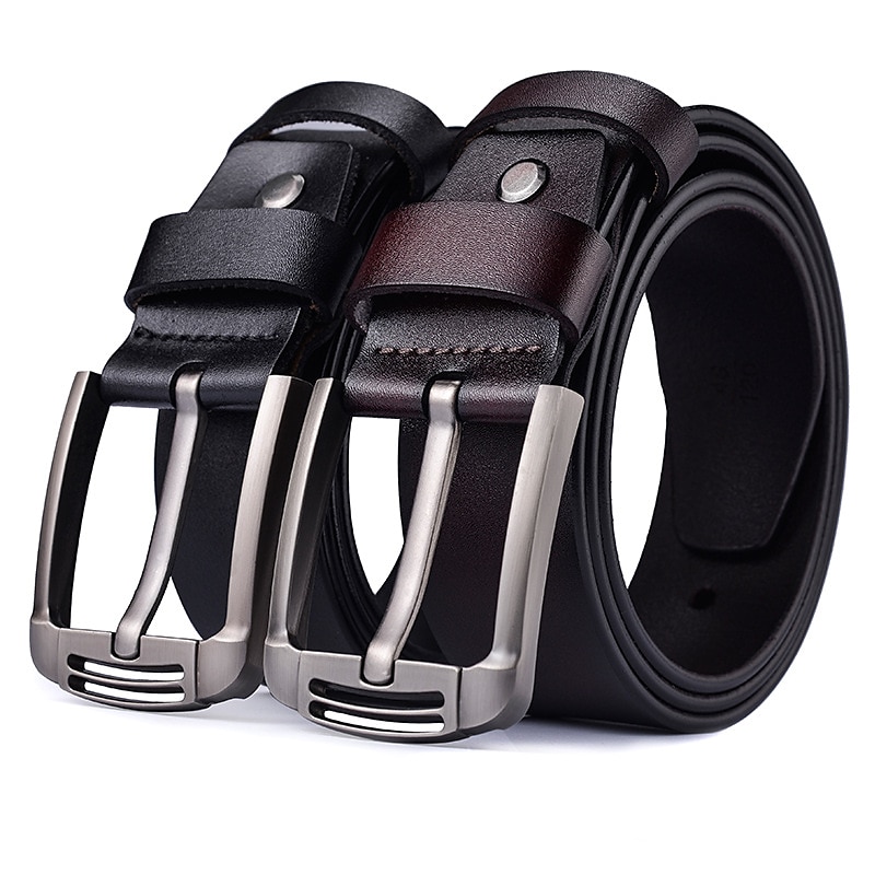 Herren Ledergürtel Klassischer Jeansgürtel Schwarz Kaffee Dermis Retro Traditionell Glatt Freizeitskleidung Ausgehen Wochenende 2025 - $21.99 –P1