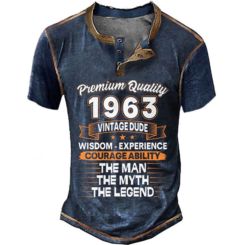 Herren Graphic Buchstabe & Nummer Henley Shirt Tee Kurzarm 3D-Druck Modisch Designer Komfortabel Outdoor Casual Täglich Frühling & Herbst Schwarz Marineblau Armeegrün Kaffee Henley Henley T-Shirt 2025 - $21.99 –P1