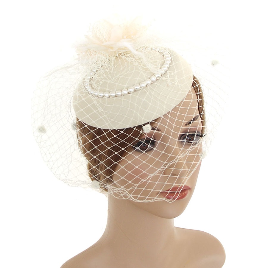 fascinators kentucky derbyhoed hoofddeksels organza polyester / polyamide fedorahoed slappe hoed sluierhoed theekransje paardenrace damesdag vintage stijl vintage elegant met veren nepparel 2025 - $10.99 –P10