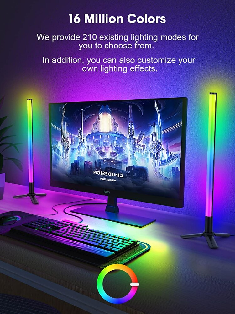 Смарт-светодиодная лампа LED Бар RGB Подъёмная ритмическая ночная лампа Музыка Bluetooth APP Пульт управления прикроватным настольным компьютерным игровым телевизионным атмосферным светом Shustar 2025 - $32.99 –P5