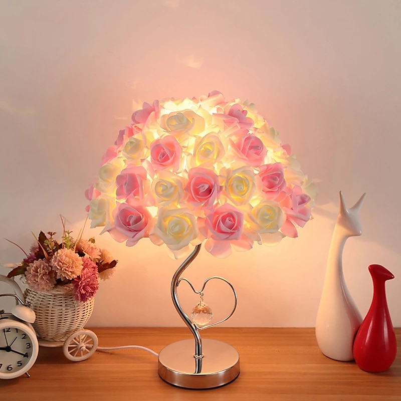 Romantic Rose Flower LED Table Lamp Valentines Style Wedding Party For Girl Bedroom Bedside Night Light Decoration Gift Holiday Lighting 2025 - $38.99 –P5