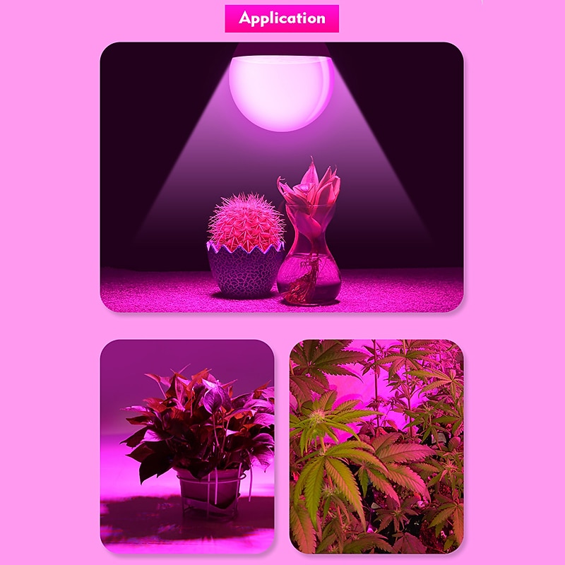 LED Grow Light Bulbs 9W Full Spectrum 300lm B22 E26/E27 A70 18 LED Beads Pink 2026 - $14.49 –P6