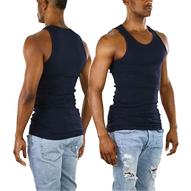 رجالي كنزة سترة الأعلى قميص داخلي قميص بلا اكمام بدون كم رقبة عالية مدورة الصيف سهل موضة مصمم عضلة ملابس الرياضة مناسب للخارج الجمنازيوم أسود نبيذ أزرق تي شيرت للرجال 2025 - €11.64 –P11