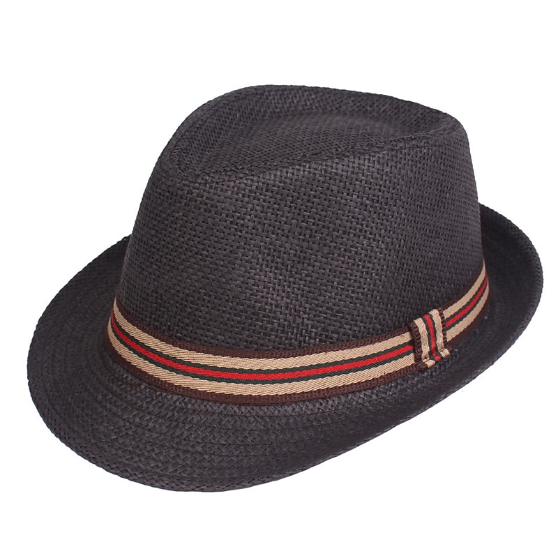 Herr Kentucky Derby Hat Halmhatt Solhatt Fedora Trilby hatt Svart Brun Polyester Flätad Streetwear Stylish 1920-talets mode Dagligen Friluftskläder Helgdag Slät Solskyddskräm Mateial som andas 2025 - $15.49 –P8