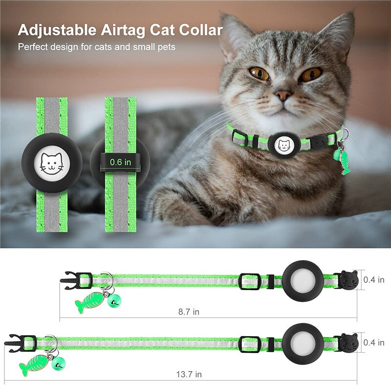 For Airtag Case and Cat Collar Airtag Cat Collar for Airtag Collar With Bell Airtag Reflective Fishbone Pet Collar（no tracker） 2025 - $20.99 –P3