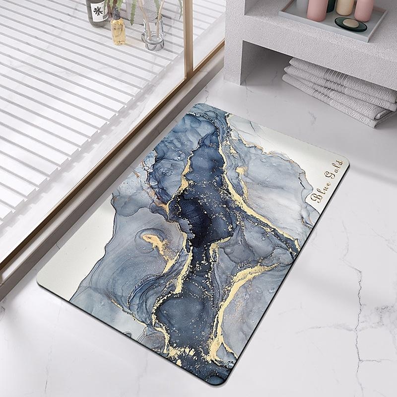 Bath Mat Absorbent Marble Diatomaceous Earth Floor Quick Dry Rug