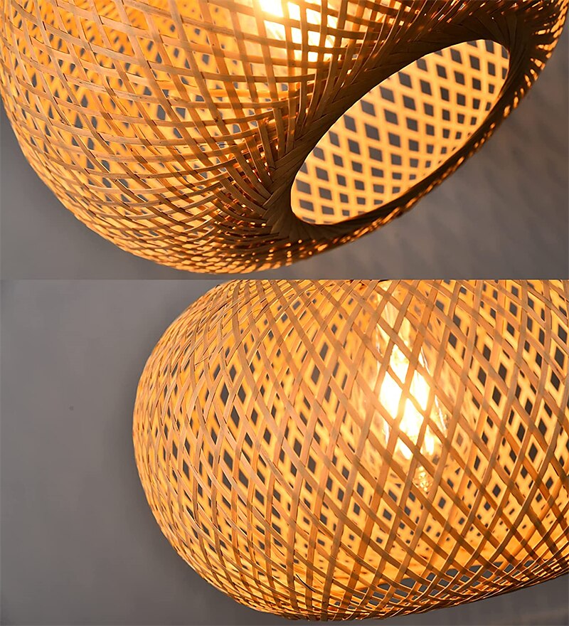 plafoniera a led in rattan boho apparecchi di illuminazione a soffitto, plafoniera a semi incasso in rattan con paralume a gabbia intrecciata a mano, plafoniera moderna per corridoio cucina camera da del 2025 a $86.99 –P4