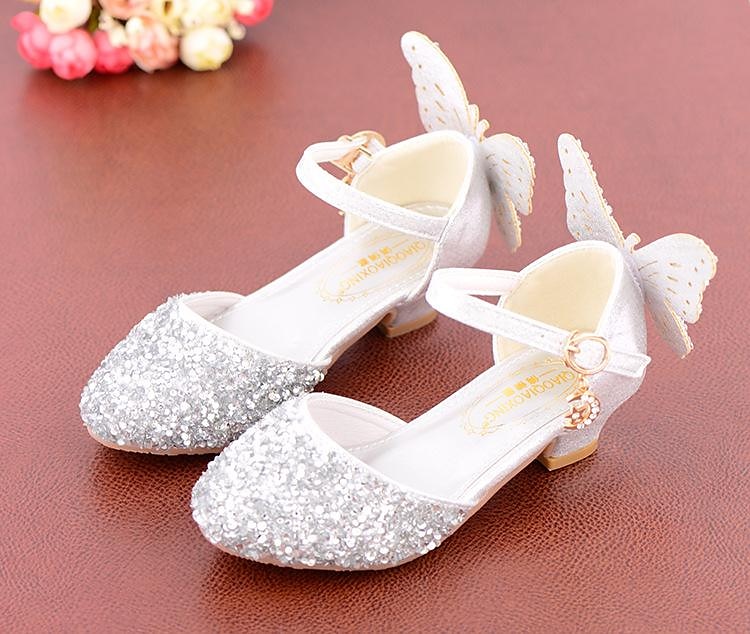 Girls' Sparkling Butterfly-Embellished Ballet Flats – Glittery Silver Sandals with Adjustable Strap for Weddings, Parties, and Special Occasions 2025 - $29.99 –P8