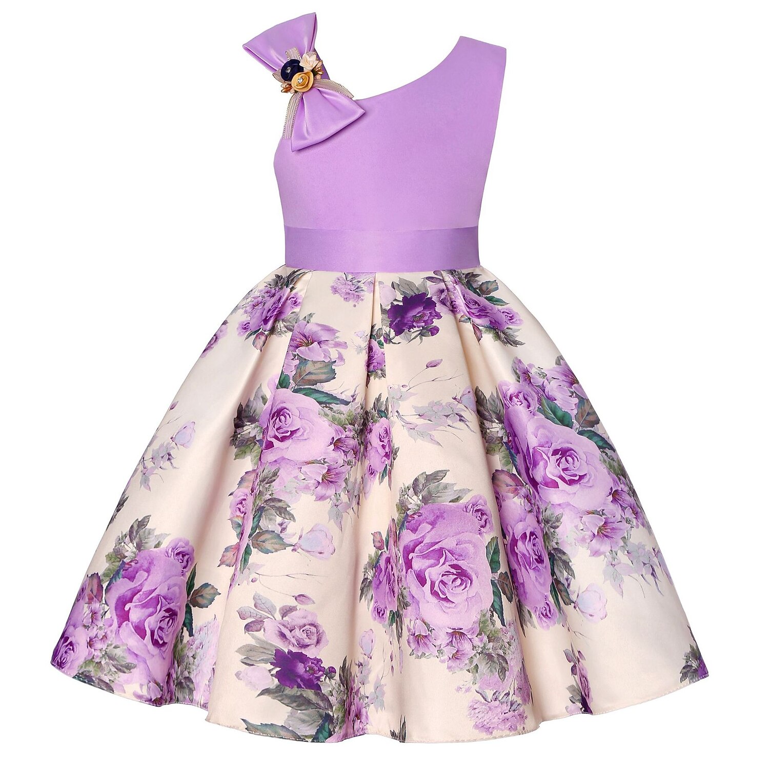 Barn Jente Festkjole Blomstret Ermeløs Ytelse jubileum Halter Knyte knute Elegant Bedårende Søt Bomull Knelang Festkjole Floral kjole Sommer Vår 3-13 år Vinrød Rosa Blå 2025 - $39.99 –P3