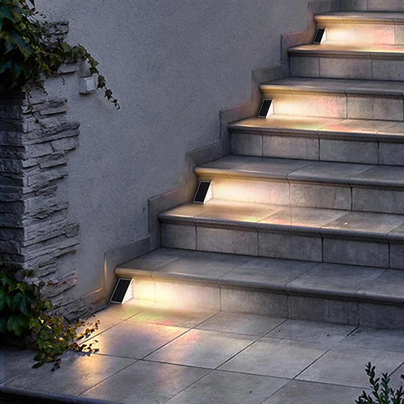 2pcs luce solare passo luci scale esterne design lente led super luminoso ip67 impermeabile antifurto luce scale decorazione illuminazione per giardino lampada da giardino del 2025 a $9.49 –P7