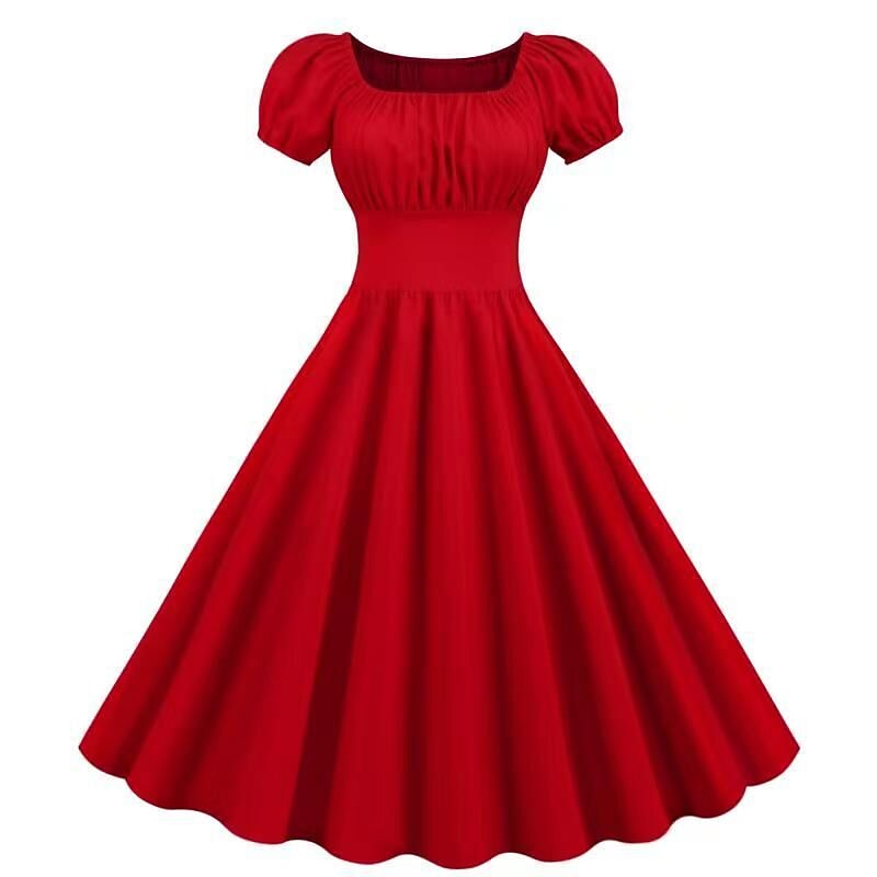 Retro Vintage 1950er Urlaubskleid Flapper Kleid Swing-Kleid Einfarbig Kostüm Damen Maskerade Alltagstauglich Junggesellinnenabschiedsparty Erwachsene Kleid Abschlussballkleider 2026 - $27.99 –P1