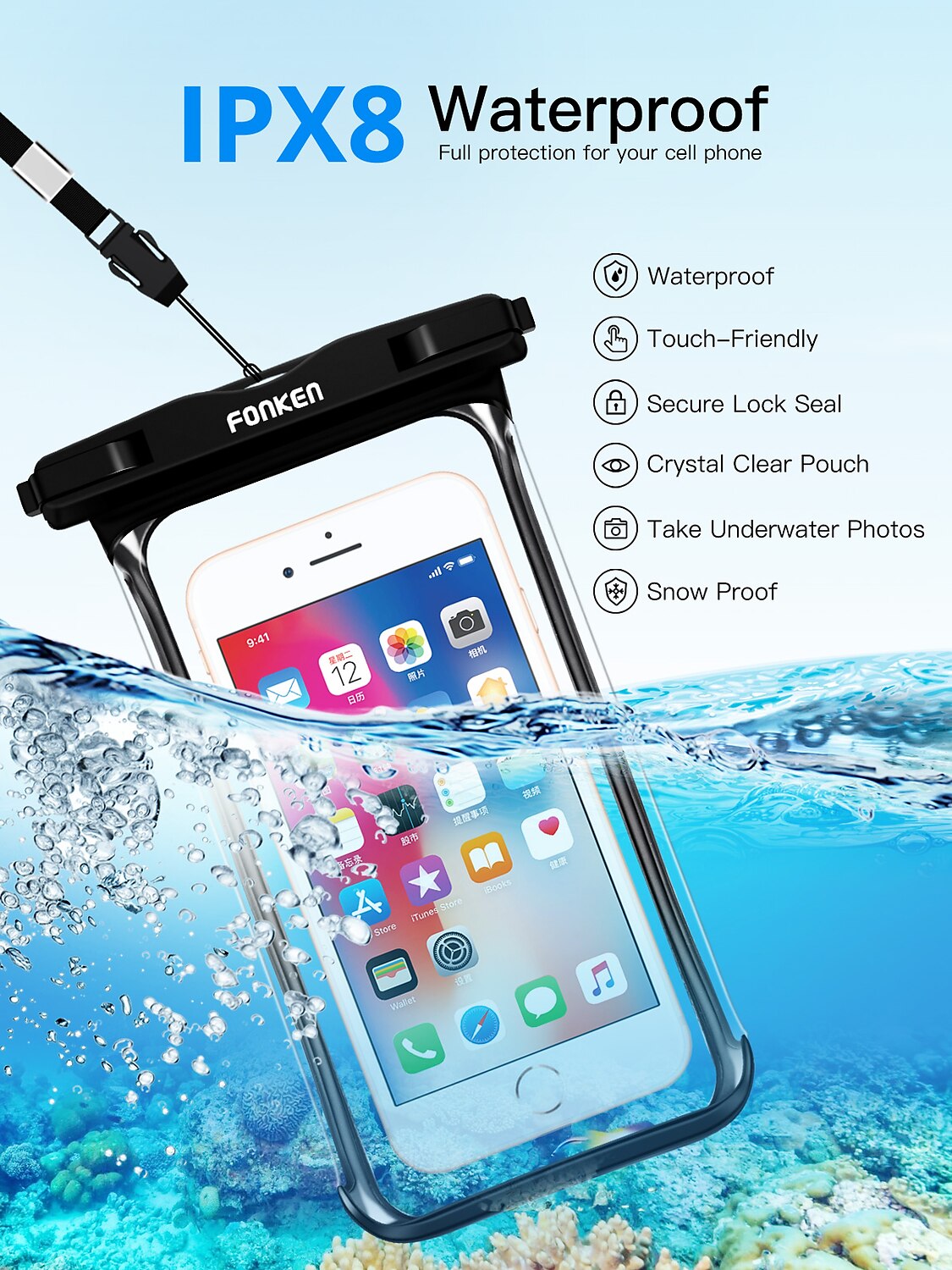 Full View Waterproof Case for Phone Underwater Snow Rainforest Transparent Dry Bag Swimming Pouch Big Mobile Phone Covers 2025 - $15.99 –P1