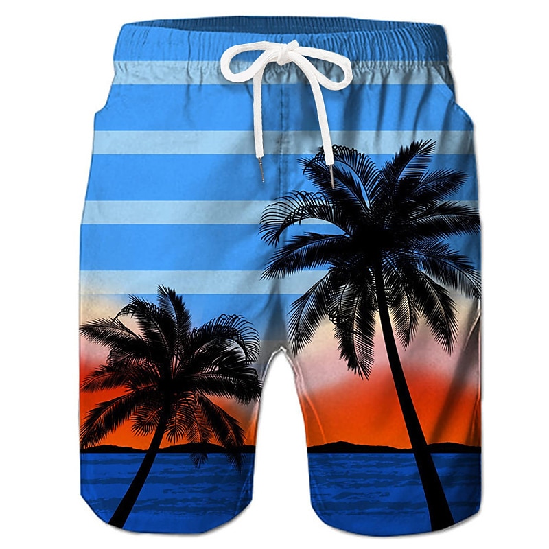 Men's Coconut Tree Graphic Prints Swim Trunks Swim Shorts Board Shorts Mid Waist Hawaiian Boho Casual Daily Holiday Drawstring with Mesh lining Elastic Waist Designer Clothing Apparel 2025 - $19.99 –P9