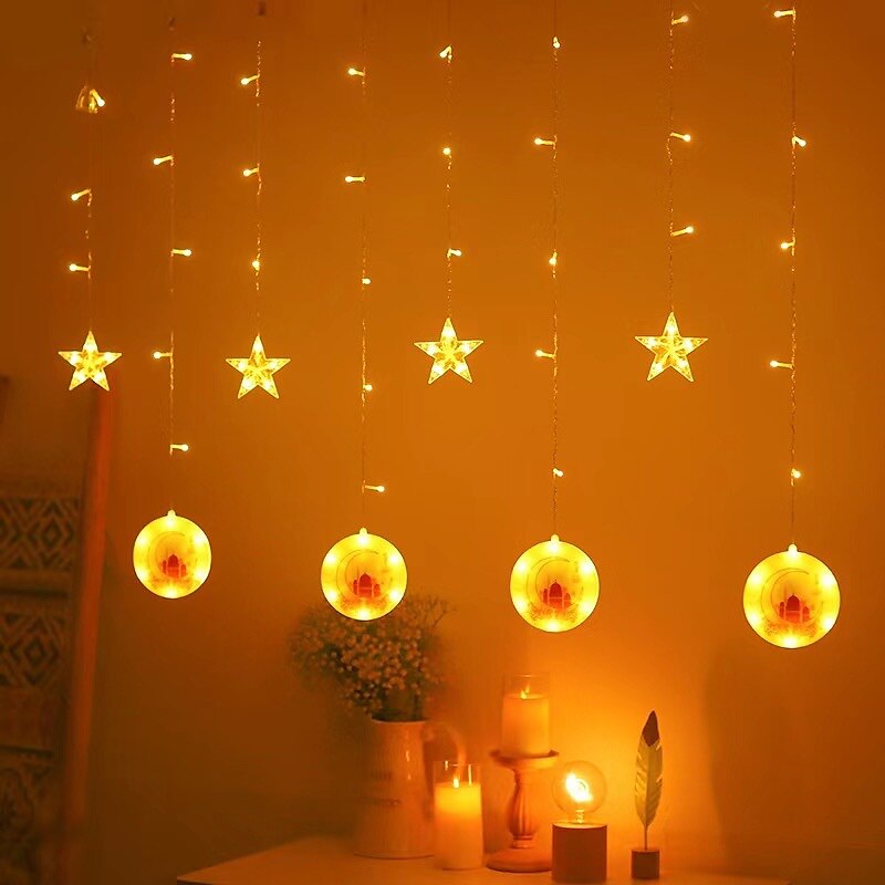 decorațiuni luminoase ramadan kareem lumini de decorare eid led 3m islam musulman moschee castel perdele lumini decorare eid mubarak priză UE 2025 - $18.49 –P8