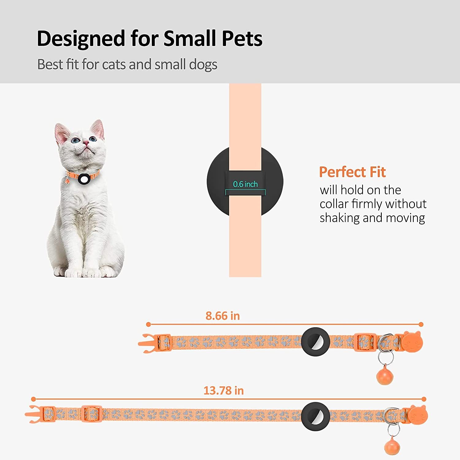 For Airtag Case and Cat Collar Pet Collar for Airtag Foot Print Collar Pet Collar With Bell  Reflective Collar（no tracker） 2026 - $28.99 –P15