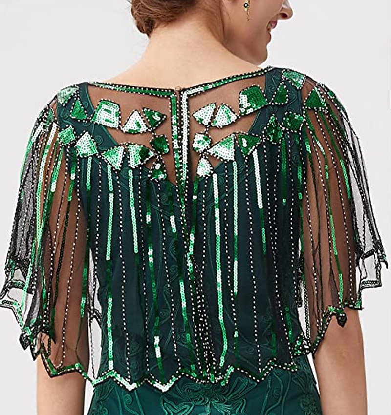 Goldene Zwanziger 1920er Retro Vintage Flapper-Schals Der große Gatsby Hochzeitsgast Pailletten Kostüm Damen Hochzeit Hochzeitsgast Party-Abendmode Erwachsene Schal 2026 - $35.99 –P10