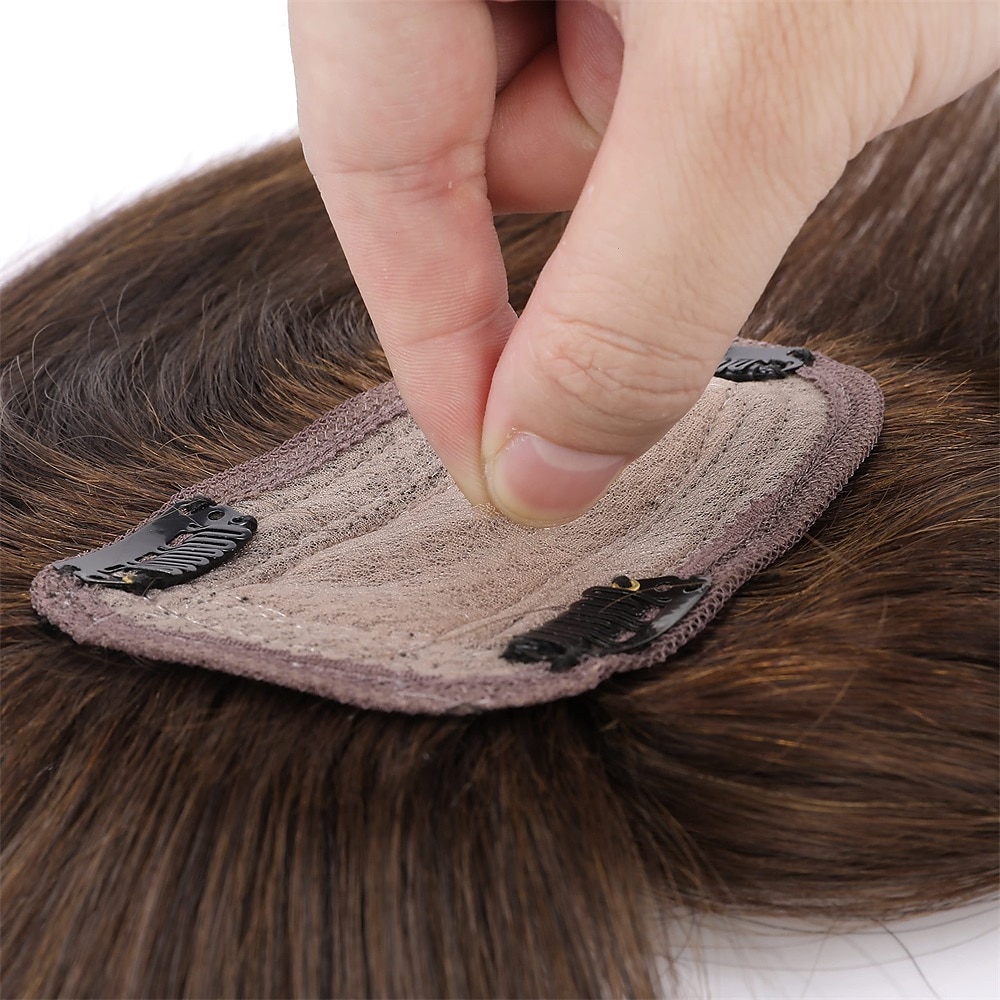 Choices 120% Density Silk Base Top Hairpiece 100% Human Hair Extensions Clip In On Hair Topper For Women Hand-made Top Hair Piece Middle Part With Thinning Hair Loss Hair #4 Medium Brown 6'' 27g 2025 - $126.98 –P5