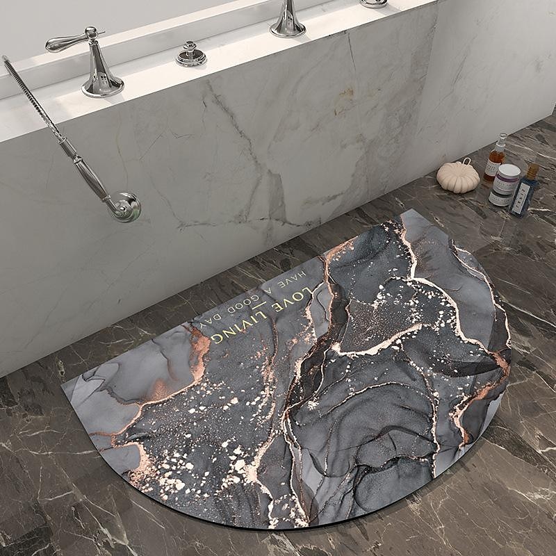 Covoraș de baie din pământ de diatomee, marmură semicerc, ușă de toaletă super absorbantă, covoraș pentru picioare cu uscare rapidă, covoraș de intrare covoraș anti-alunecare 2025 - $26.99 –P8