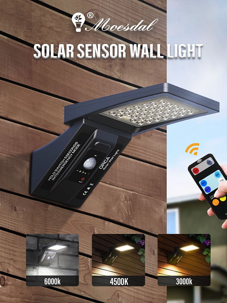 wandlampen op zonne-energie buiten ip65 waterdicht met afstandsbediening bewegingssensor straatlantaarn voor binnenplaats garage tuin gang 2025 - $25.99 –P1